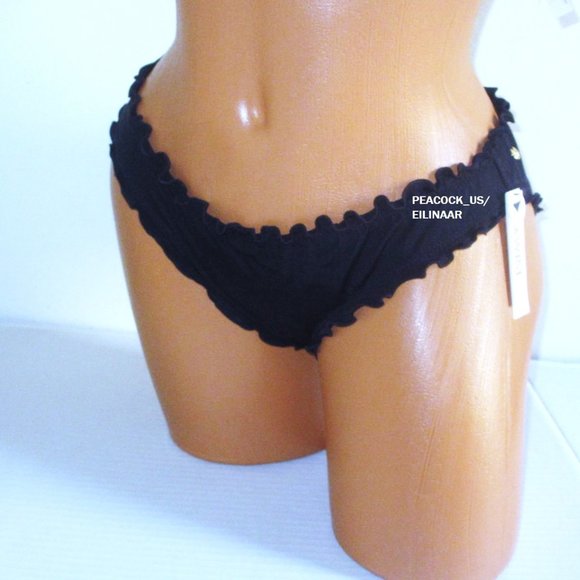 32C/S VICTORIAS SECRET Swim Push-Up Top Bikini Set Ruffle Cheeky Bottom Black - Picture 5 of 11